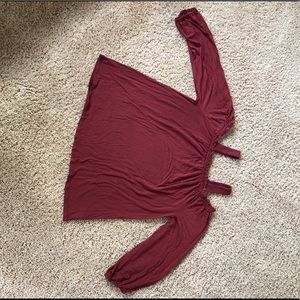 LOFT outlet maroon off shoulder super soft shirt